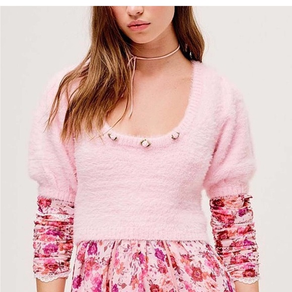 For Love and Lemons fuzzy cropped sweater - Picture 4 of 11